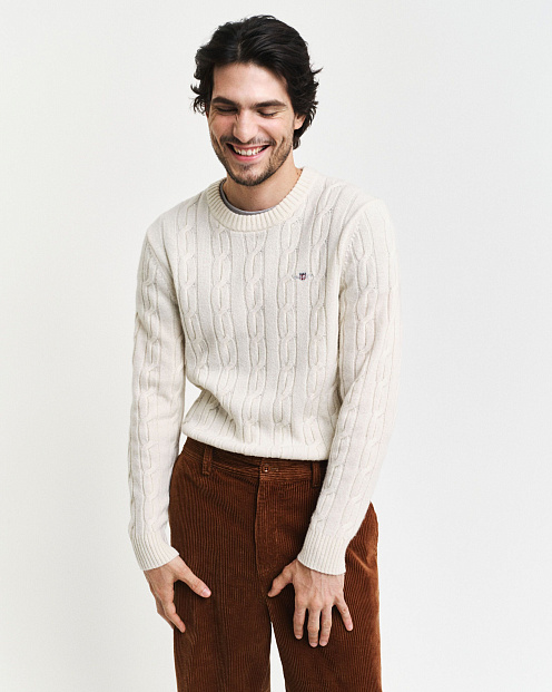 Джемпер Lambswool Cable C-Neck КРЕМОВЫЙ
