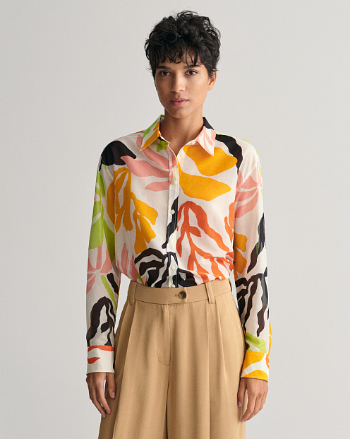Рубашка Rel Palm Print Cot Silk Shirt ЖЕЛТЫЙ