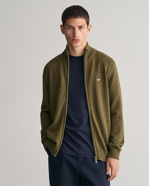 Кардиган Casual Cotton Zip Cardigan ОЛИВКОВЫЙ