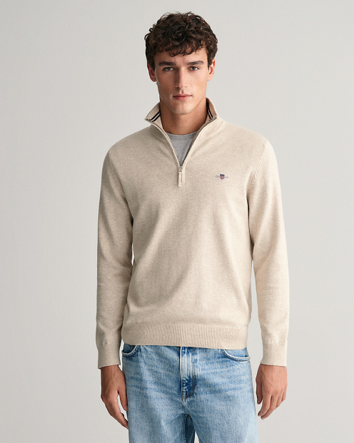 Джемпер Classic Cotton Half Zip СВЕТЛО-БЕЖЕВЫЙ МЕЛАНЖ