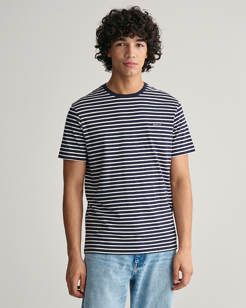 Футболка GANT Striped T-Shirt ВЕЧЕРНИЙ СИНИЙ